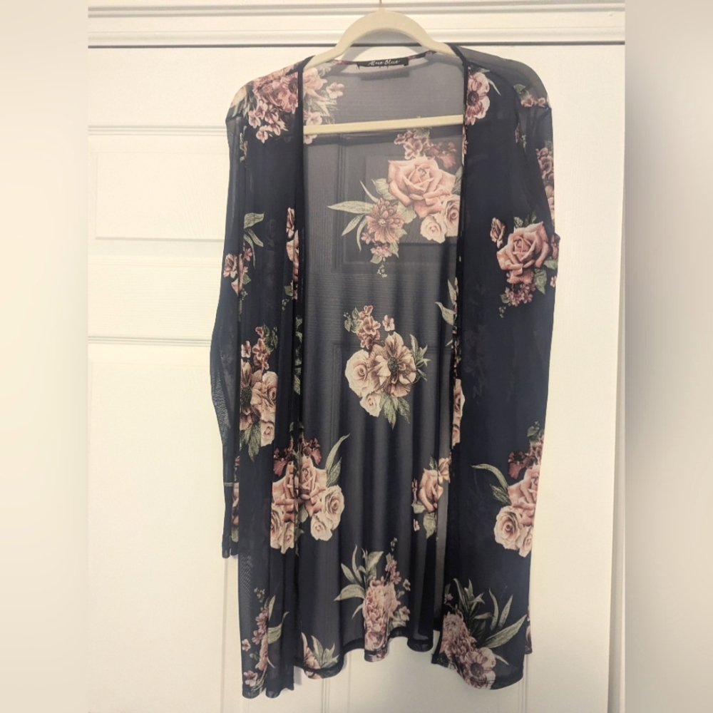 Floral sheer overshirt